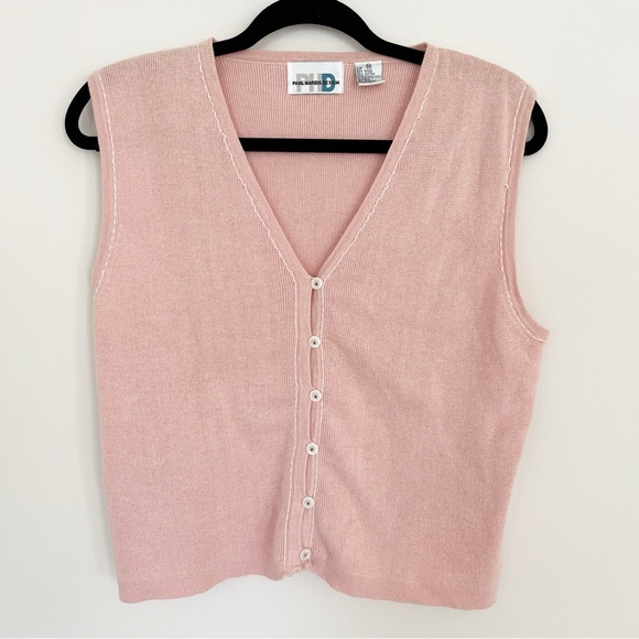 Paul Harris Design Sweaters - Vintage Paul Harris Design Pink Button-Front Vest Sleeveless Knit Top Grannycore